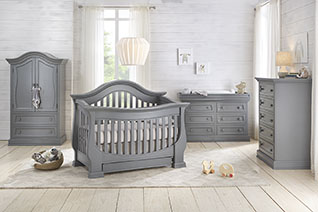 Davenport Baby Crib Collection in Moon Grey Finish